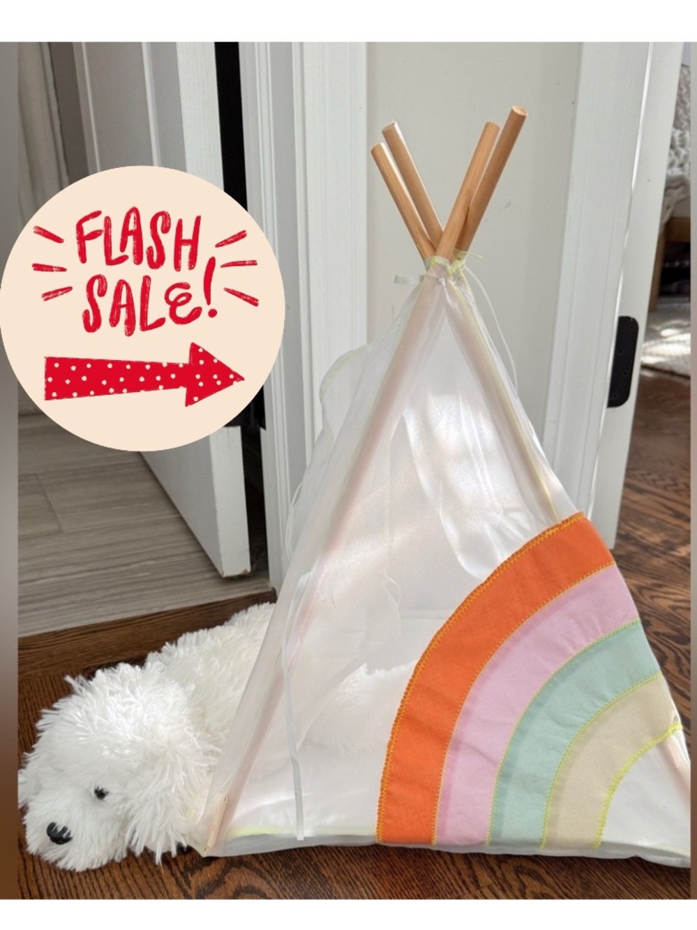 Meri Meri Rainbow 🌈 Kids Teepee Tent New In Box Opened to Take Photos. Super Fun